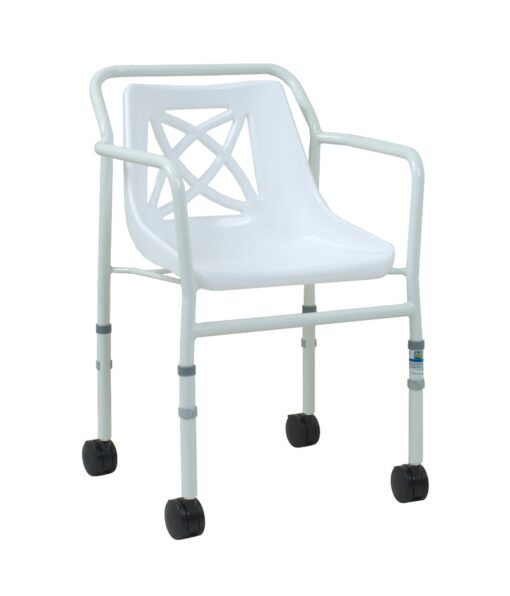 Sedia da doccia con rotelle - Economy™ - altezza regolabile