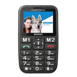 Brondi Amico Stiloso, cellulare per anziani con cover — vista frontale
