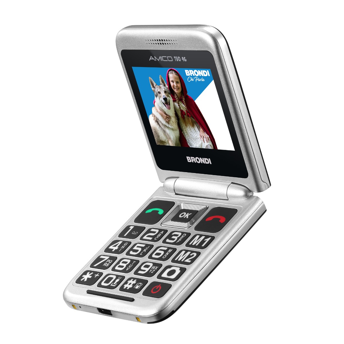 Brondi Amico Tuo 4G, cellulare a conchiglia per anziani — immagine 2